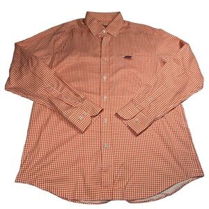 Clemson Tigers LS Shirt Mens M Orange Check Button Down‎ Football Preppy Oxford